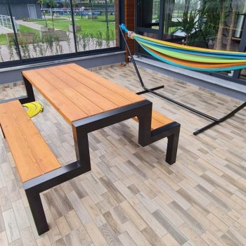 Bank Demir Ayak Metal Ahşaplı Bahçe ve Balkon Bankı - Görsel 2