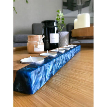 Dekoratif Mumluk Ahşap Mumluk Mavi Mumluk Modeli - Görsel 5
