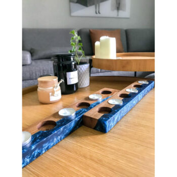 Dekoratif Mumluk Ahşap Mumluk Mavi Mumluk Modeli - Görsel 2