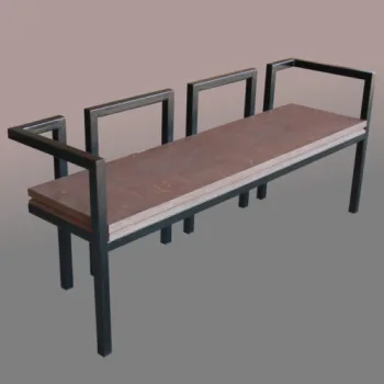 Bank Oturma Yeri Metal Demir Ayak Ahşap Bank Oturak - Görsel 2