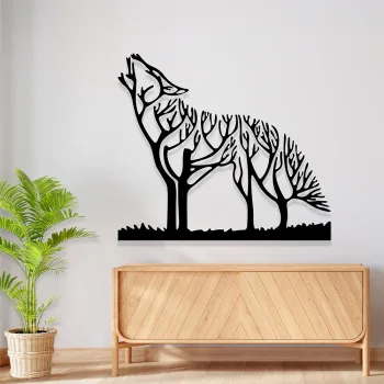 Duvar Süsü Metal Kurt Figürlü Tablo Duvar Dekoru - Görsel 2